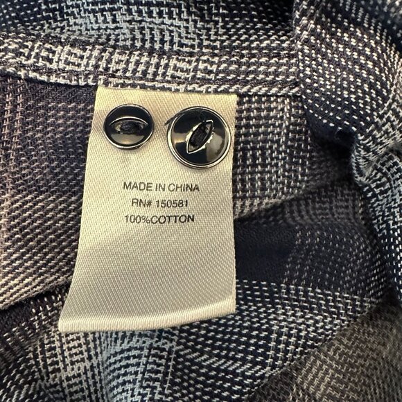 Flag & Anthem Mens Plaid Button-Down Shirt M Tall Navy/Gray - Picture 8 of 9